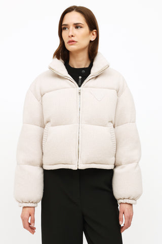 Prada Cream Wool & Cashmere Puffer Jacket