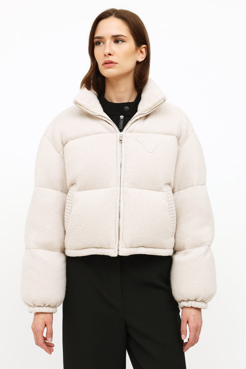 Prada Cream Wool & Cashmere Puffer Jacket