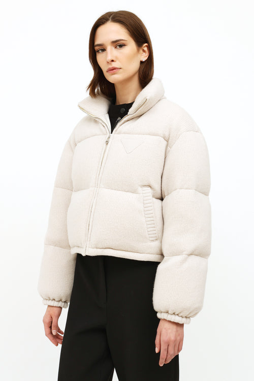 Prada Cream Wool & Cashmere Puffer Jacket