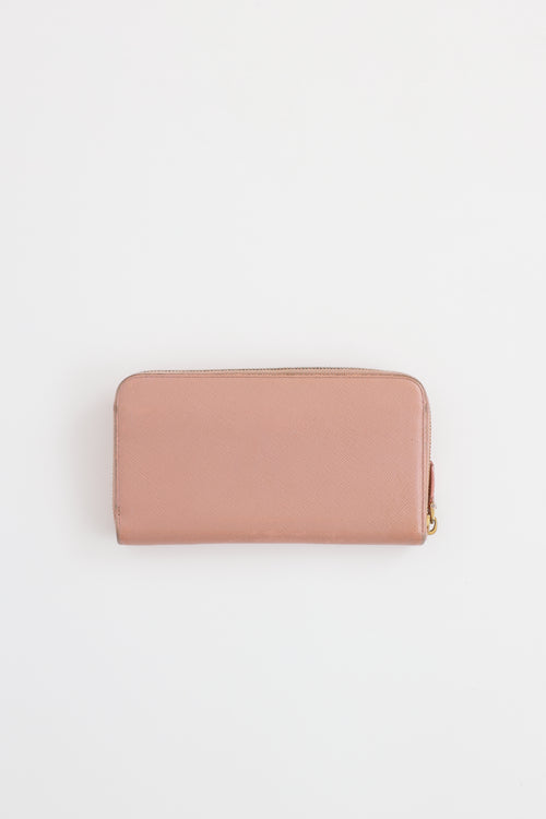Saffiano Bow Zip Wallet