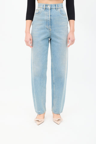 Prada Light Wash High Waist Tapered Leg Jeans