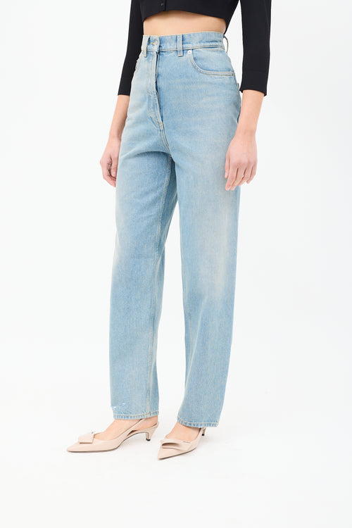 Prada Light Wash High Waist Tapered Leg Jeans