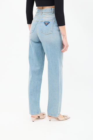 Prada Light Wash High Waist Tapered Leg Jeans