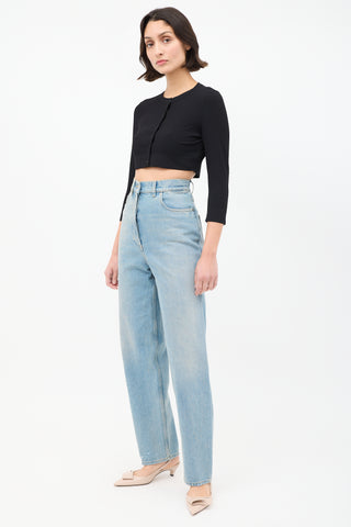 Prada Light Wash High Waist Tapered Leg Jeans