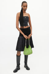 Prada Lime Green Leather & Silver Chain Shoulder Bag
