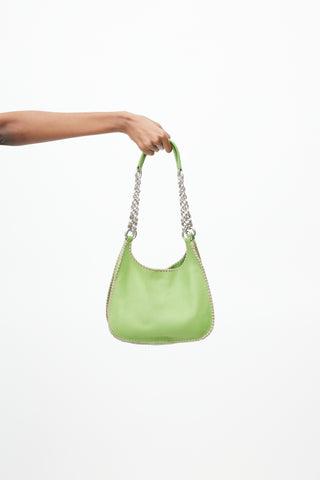 Prada Lime Green Leather & Silver Chain Shoulder Bag