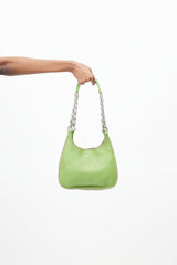 Prada Lime Green Leather & Silver Chain Shoulder Bag
