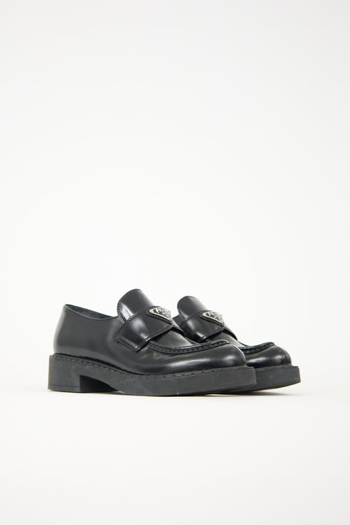 Prada Leather Triangle Logo Loafer