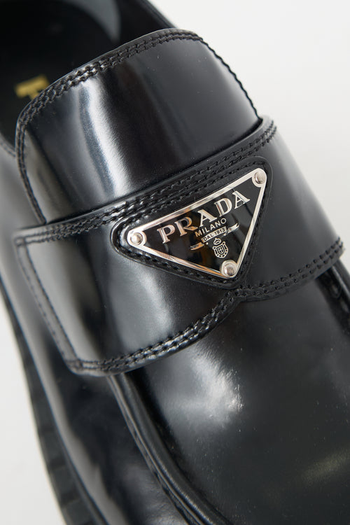Prada Leather Triangle Logo Loafer