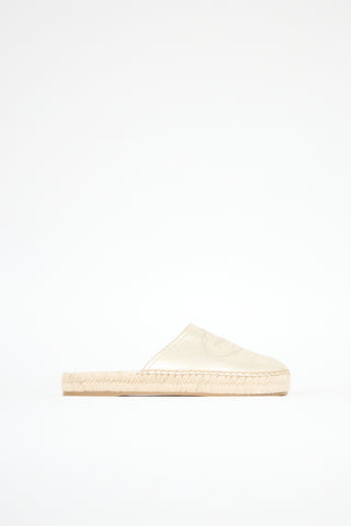 Prada Metallic Leather Espadrille Mule