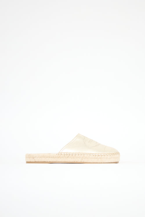 Prada Metallic Leather Espadrille Mule
