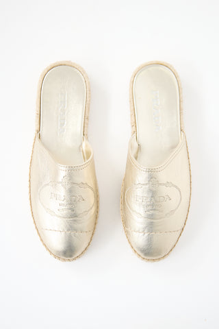 Prada Metallic Leather Espadrille Mule