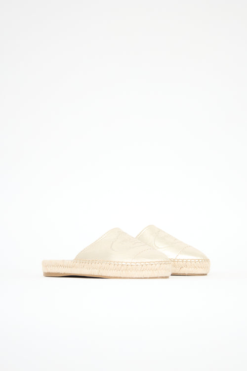 Prada Metallic Leather Espadrille Mule