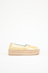 Prada Metallic Leather Platform Espadrille