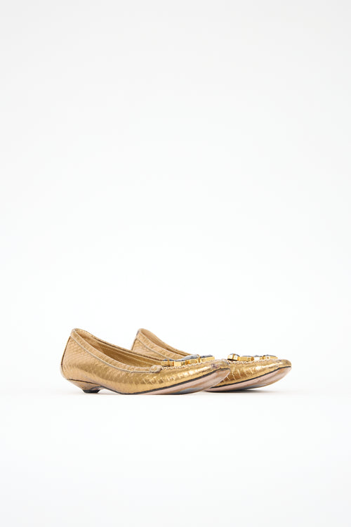 Prada Metallic Leather Jewel Flat
