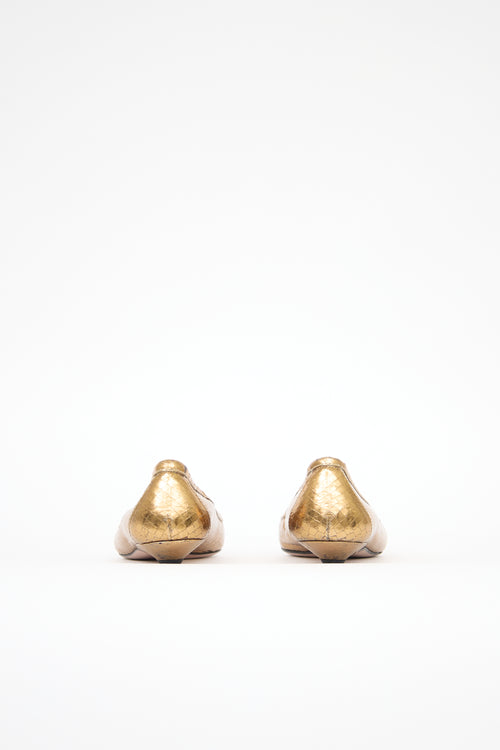 Prada Metallic Leather Jewel Flat