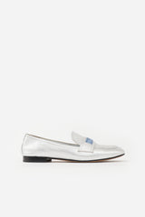 Prada Metallic Leather Logo Loafer