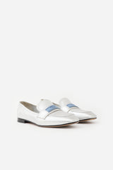 Prada Metallic Leather Logo Loafer