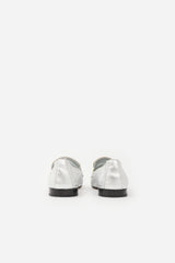 Prada Metallic Leather Logo Loafer
