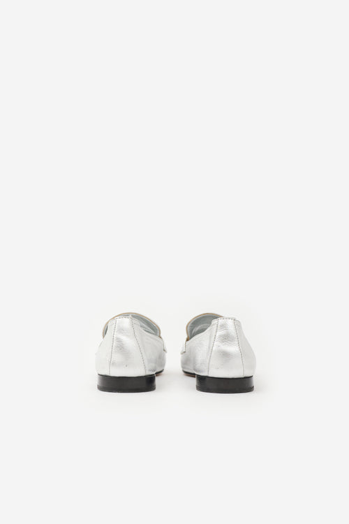 Prada Metallic Leather Logo Loafer