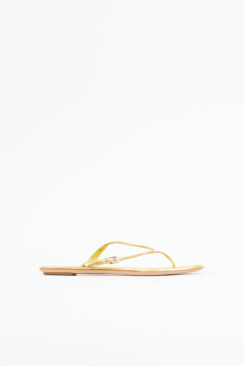 Prada Metallic Patent Sandal