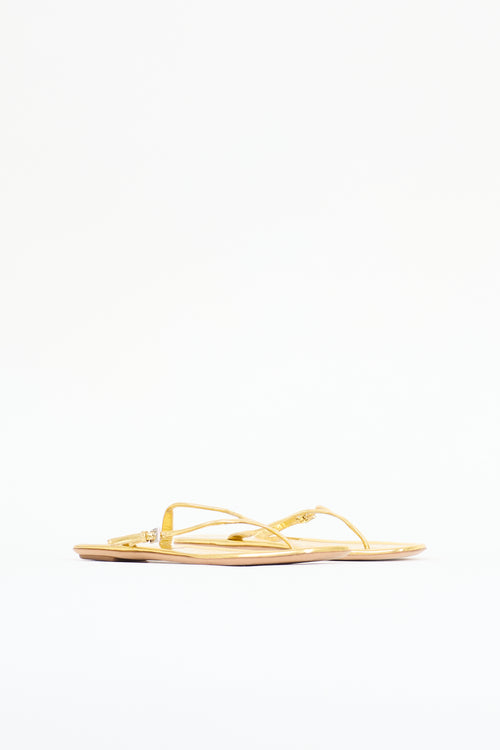 Prada Metallic Patent Sandal