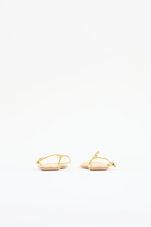 Prada Metallic Patent Sandal