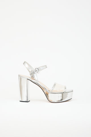 Prada Metallic Leather Platform Sandal