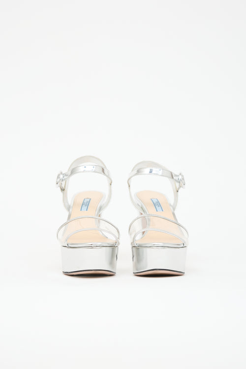Prada Metallic Leather Platform Sandal