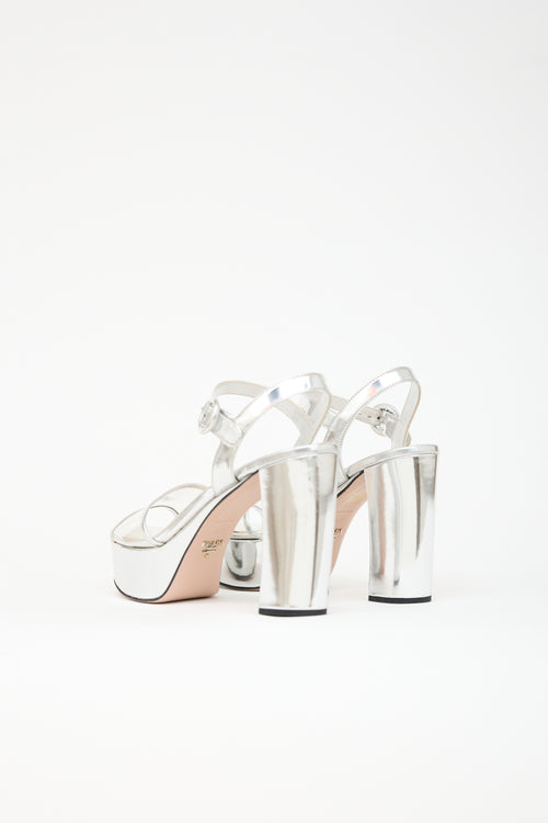 Prada Metallic Leather Platform Sandal