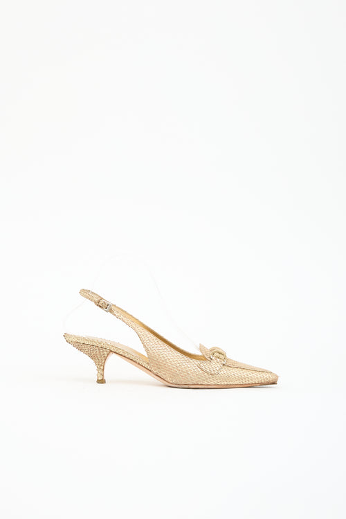 Prada Metallic Leather Slingback Heel