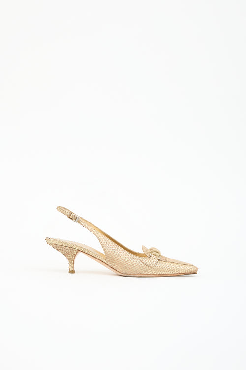 Prada Metallic Leather Slingback Heel