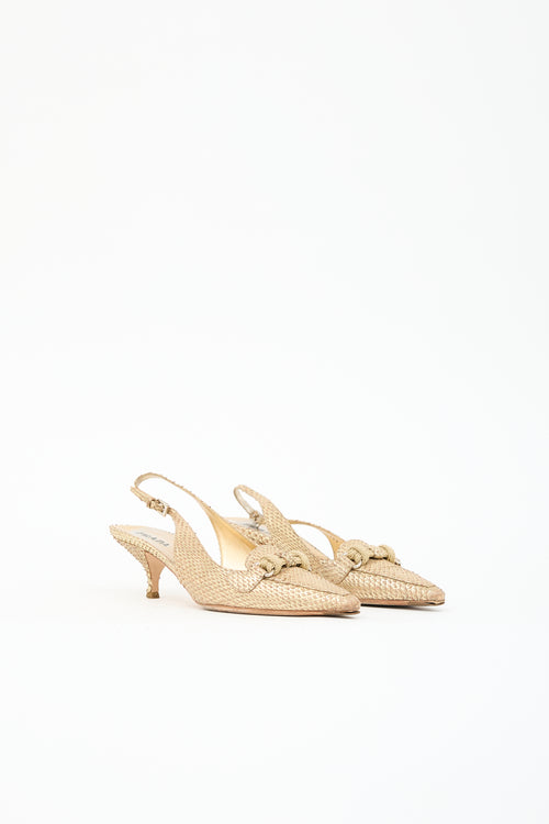 Prada Metallic Leather Slingback Heel