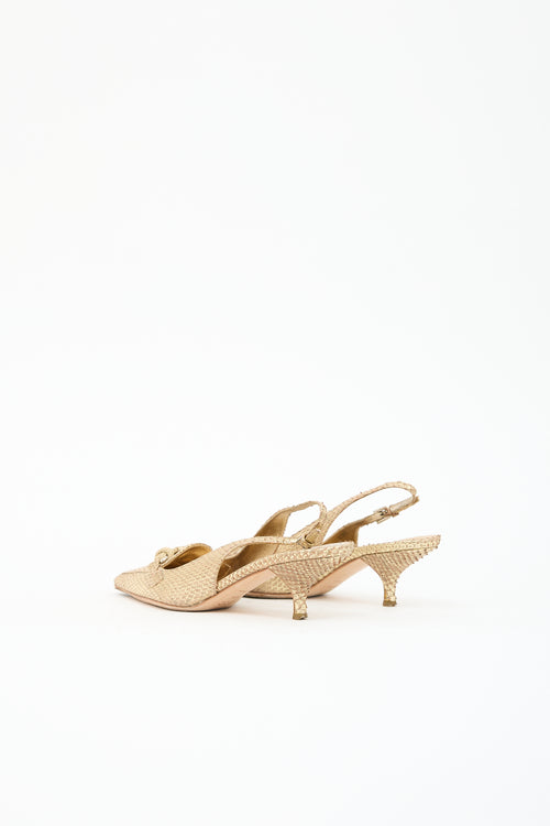 Prada Metallic Leather Slingback Heel