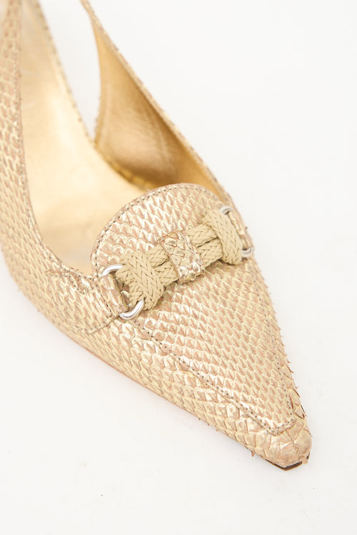 Prada Metallic Leather Slingback Heel