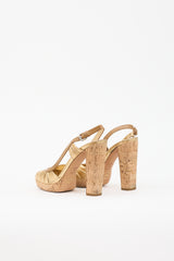 Prada Metallic Leather & Cork Sandal