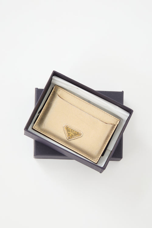 Prada Metallic Saffiano Leather Card Holder