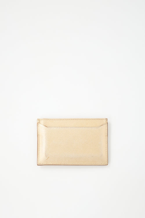 Prada Metallic Saffiano Leather Card Holder