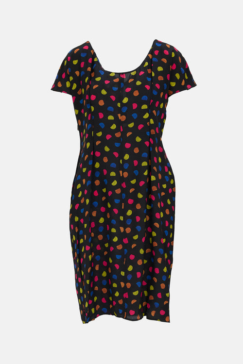 Prada 2008 Silk Polka Dot Pleated Dress