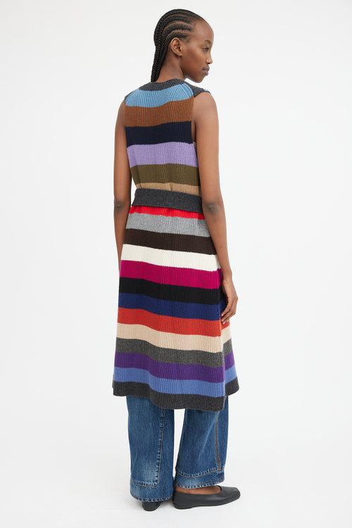 Striped Sleeveless Cardigan