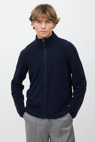 Prada Navy Fleece Zip Up Sweater