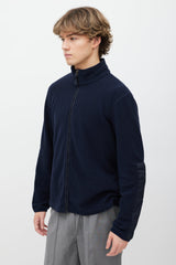 Prada Navy Fleece Zip Up Sweater