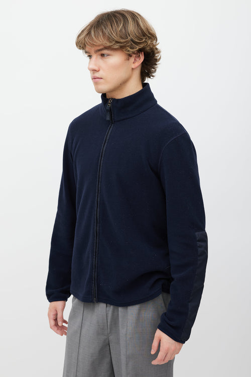 Prada Navy Fleece Zip Up Sweater
