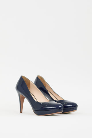 Prada Navy Patent Leather Platform Pump