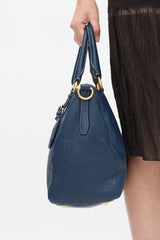 Prada Navy Pebbled Leather Tote Bag