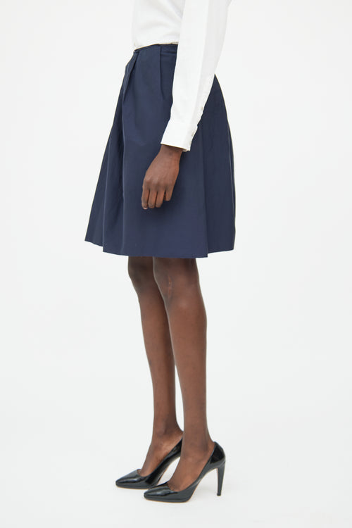 Prada Navy Pleated Mini Skirt