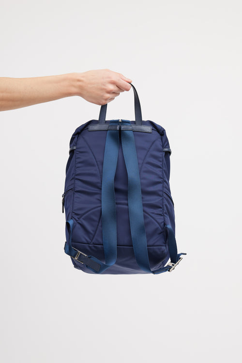 Prada Navy Re-Nylon Buckle Backpack