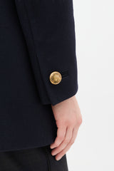 Prada Navy Wool & Nylon Fur Collar Pea Coat