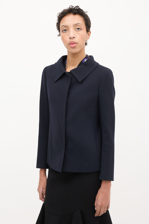 Prada Navy Wool Tie Back Blazer