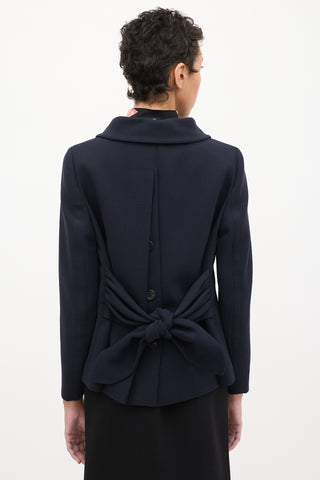 Prada Navy Wool Tie Back Blazer